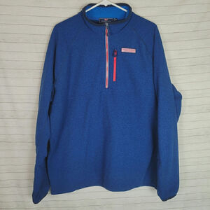 Vineyard Vines Mountain Sweater Fleece 1/2 Zip Pullover in Blue, sz XL